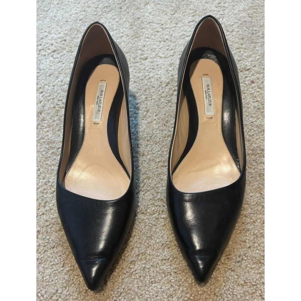 M.M.LaFleur Leather Kitten Heel Pumps Black Pointed Toe Women's US 8.5 - Picture 2 of 8